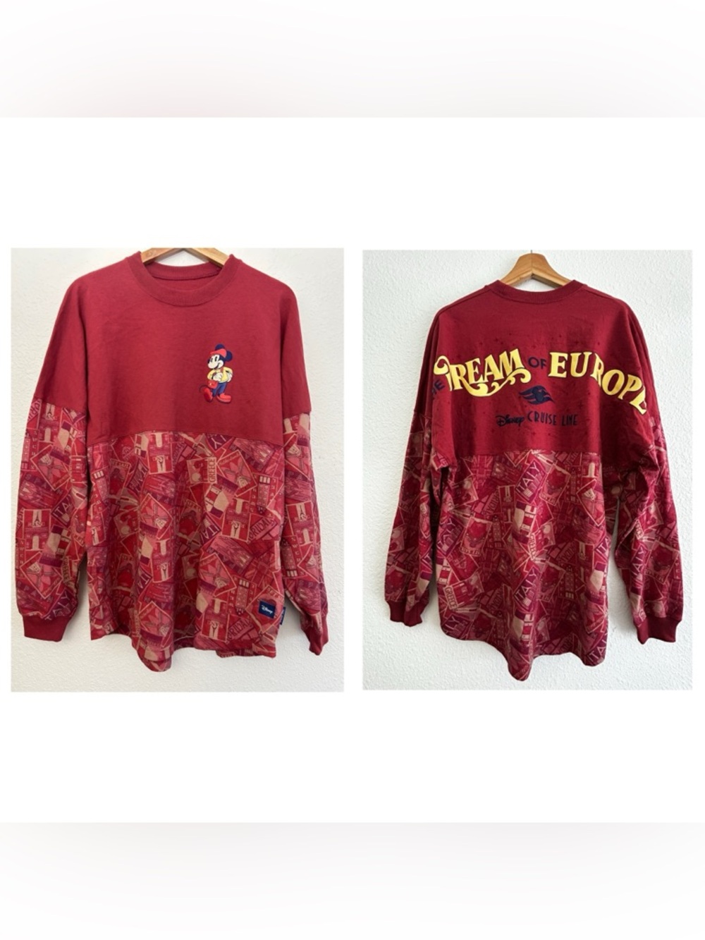 DISNEY’S CRUISELINE SIRIT JERSEY Size M THE DREAM OF EUROPE STAMP PRINT RARE